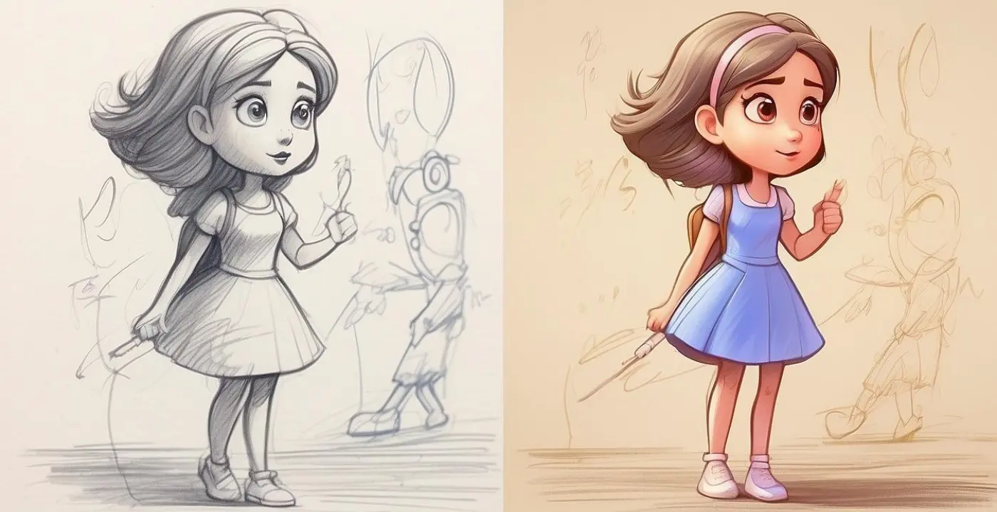 children’s book illustration from sketch to final character design