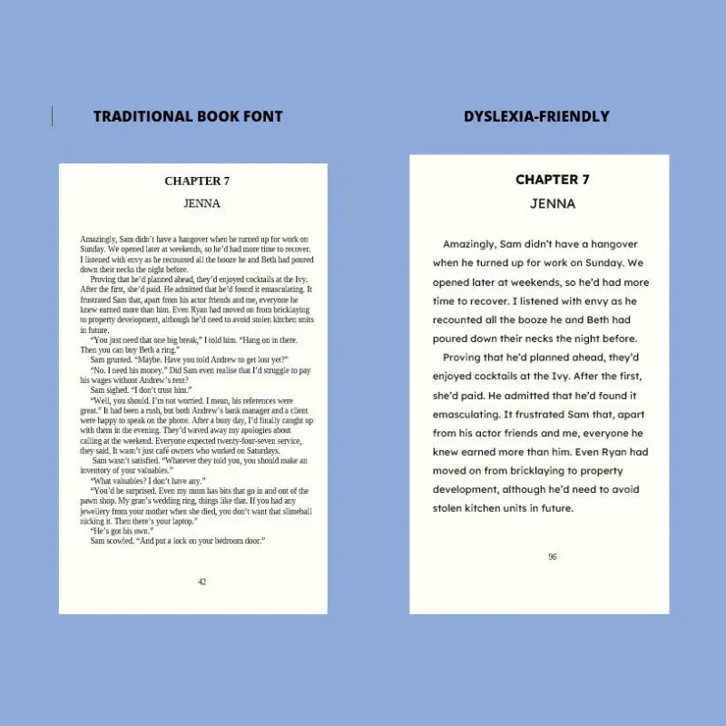 comparison of traditional and dyslexia friendly book fonts